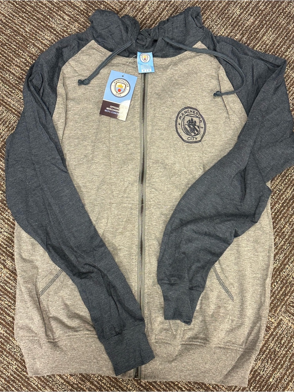 Men's Two-Tone Full zip Manchester City tshirt hoodie